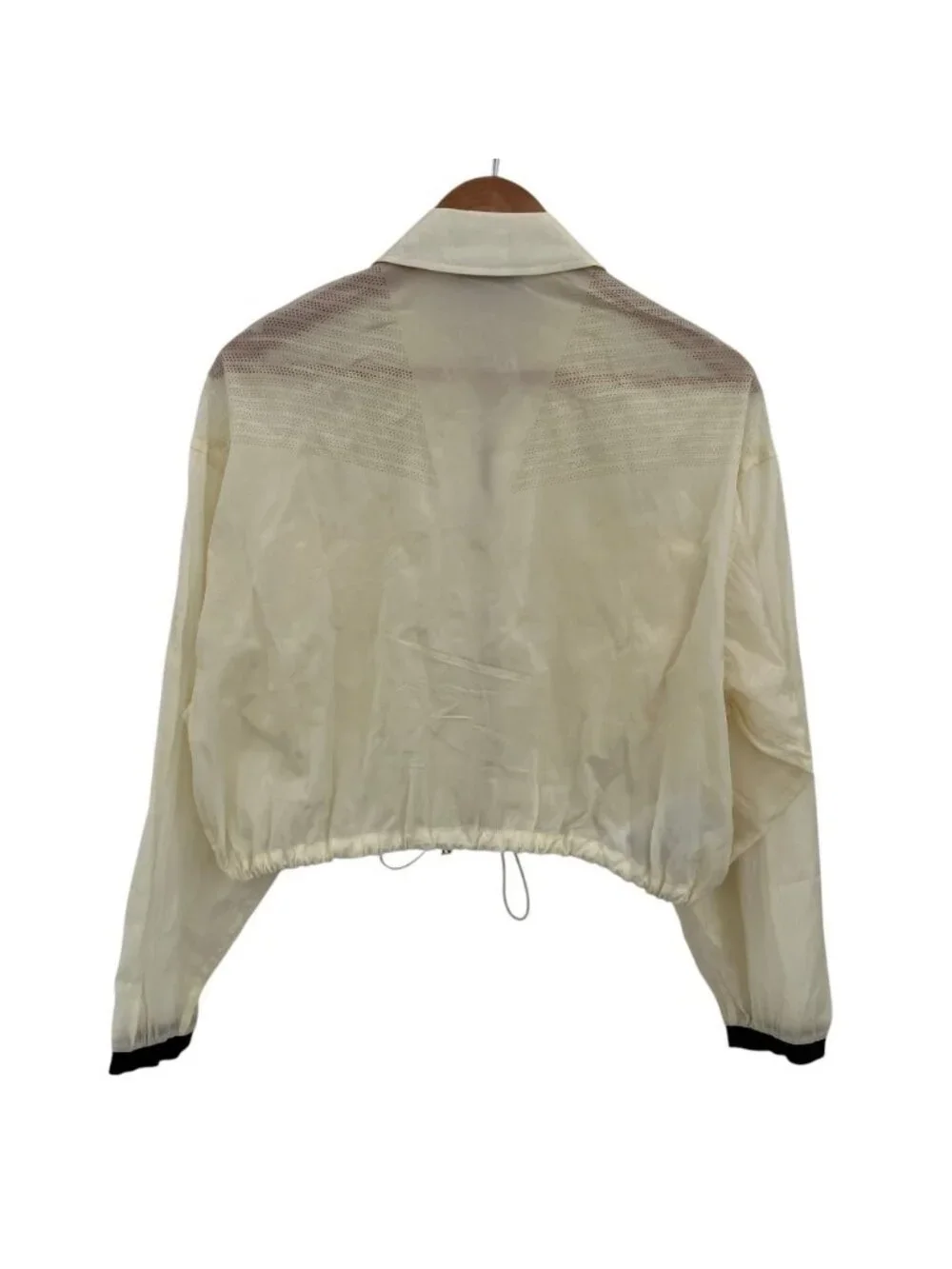 Miu Miu Logo Technical Silk Cropped Jacket Ivory 38